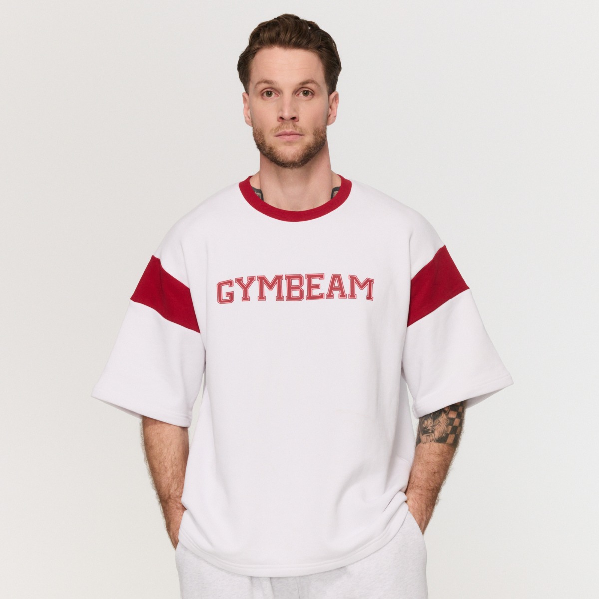 Premium Heavyweight Varsity T-Shirt White - GymBeam