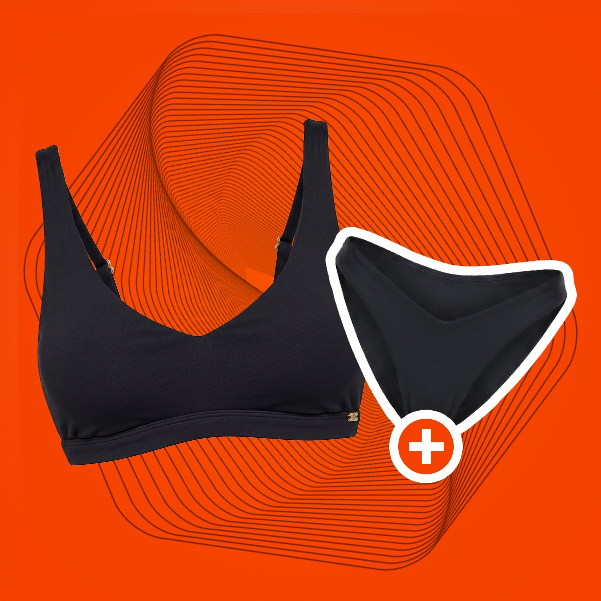 Gornji deo kupaćeg kostima Sports Black - GymBeam + poklon