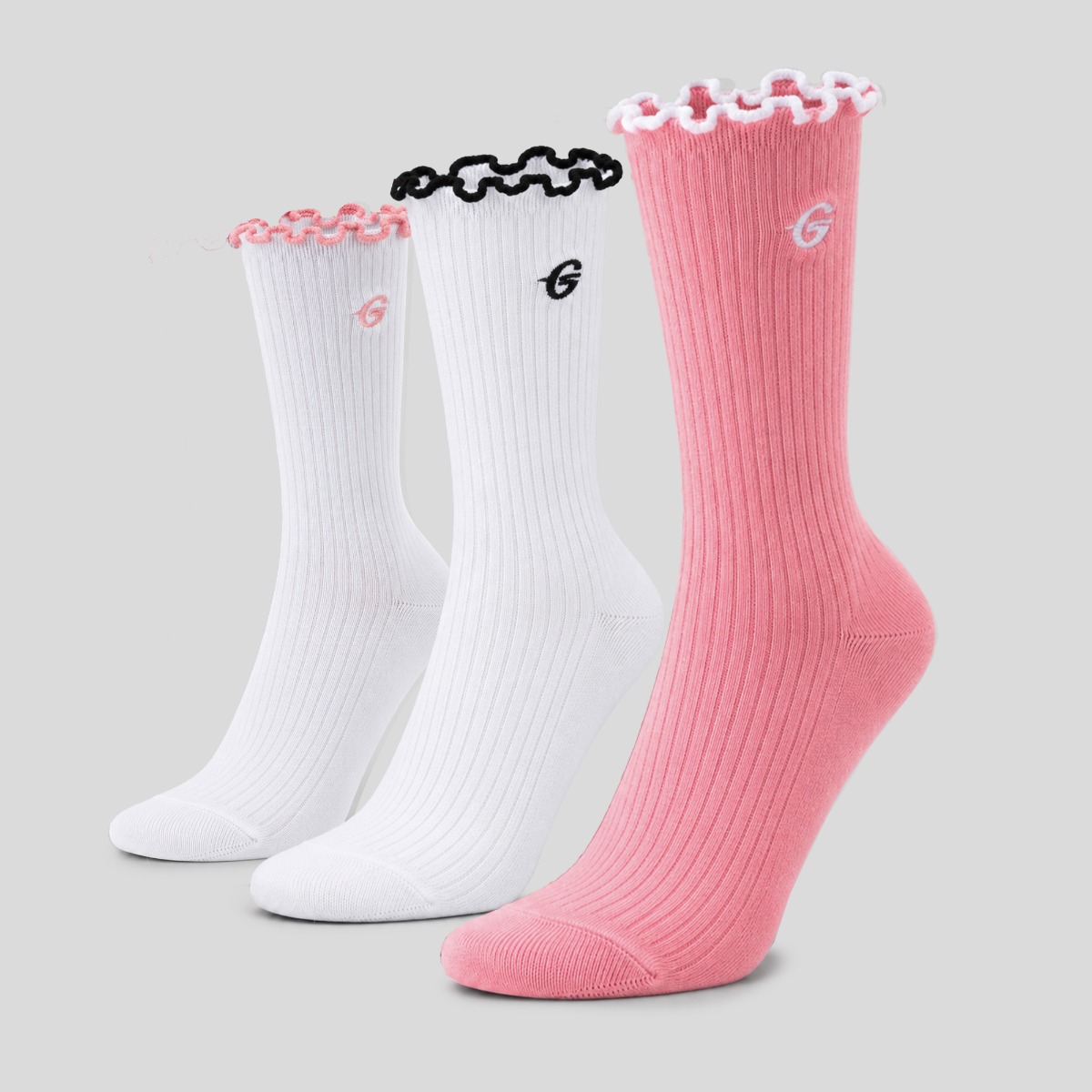 Čarape Ruffle 3Pack Pink – GymBeam