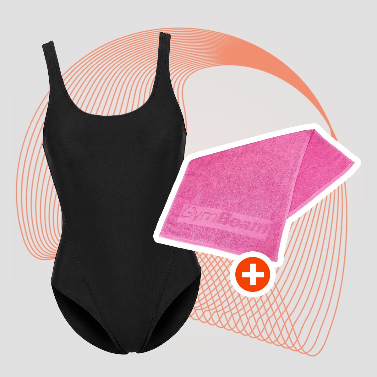 Jednodelni kupaći kostim Sports Black - GymBeam + poklon