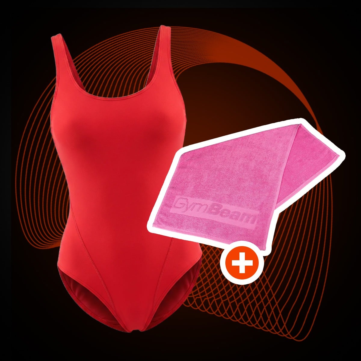 Jednodelni kupaći kostim Sports Red - GymBeam + poklon