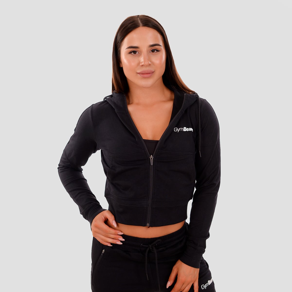 Ženski duks TRN Zip-Up Black - GymBeam
