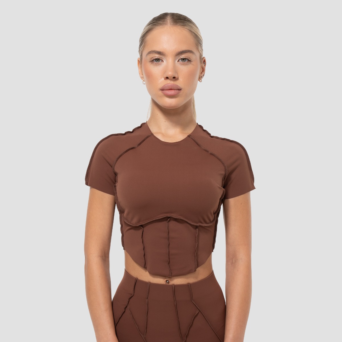 Women‘s Cosmo Cropped T-shirt Brown - GymBeam