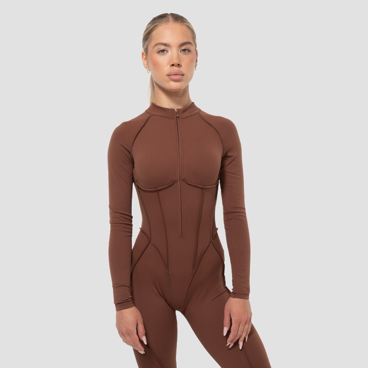 Women‘s Cosmo Zip-Up Jumpsuit Brown- GymBeam