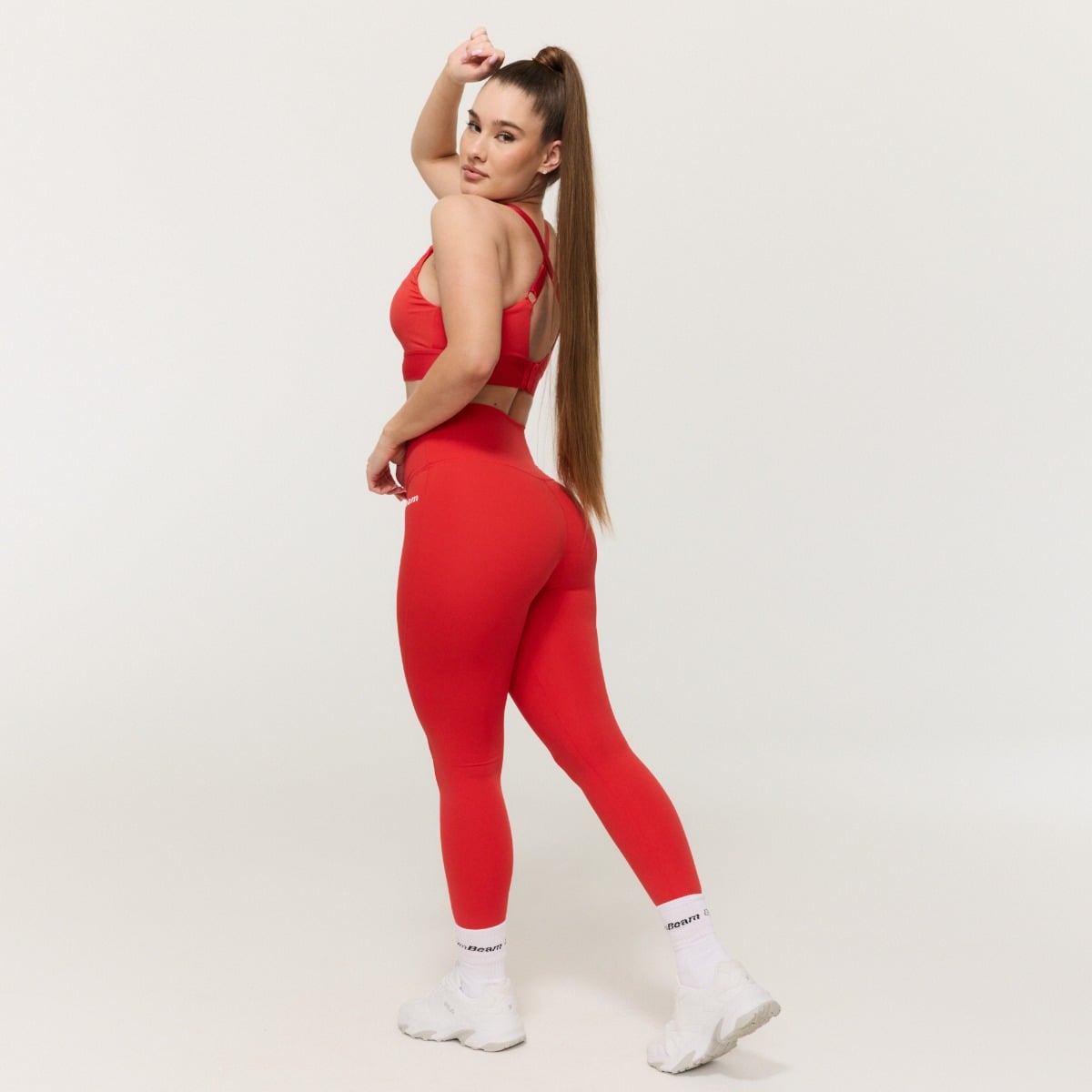 Ženske helanke visokog struka Limitless Hot Red - GymBeam