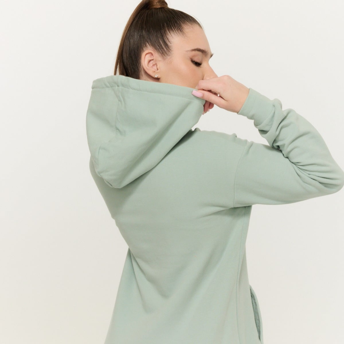 Ženska dukserica Limitless Longline Eucalypt - GymBeam