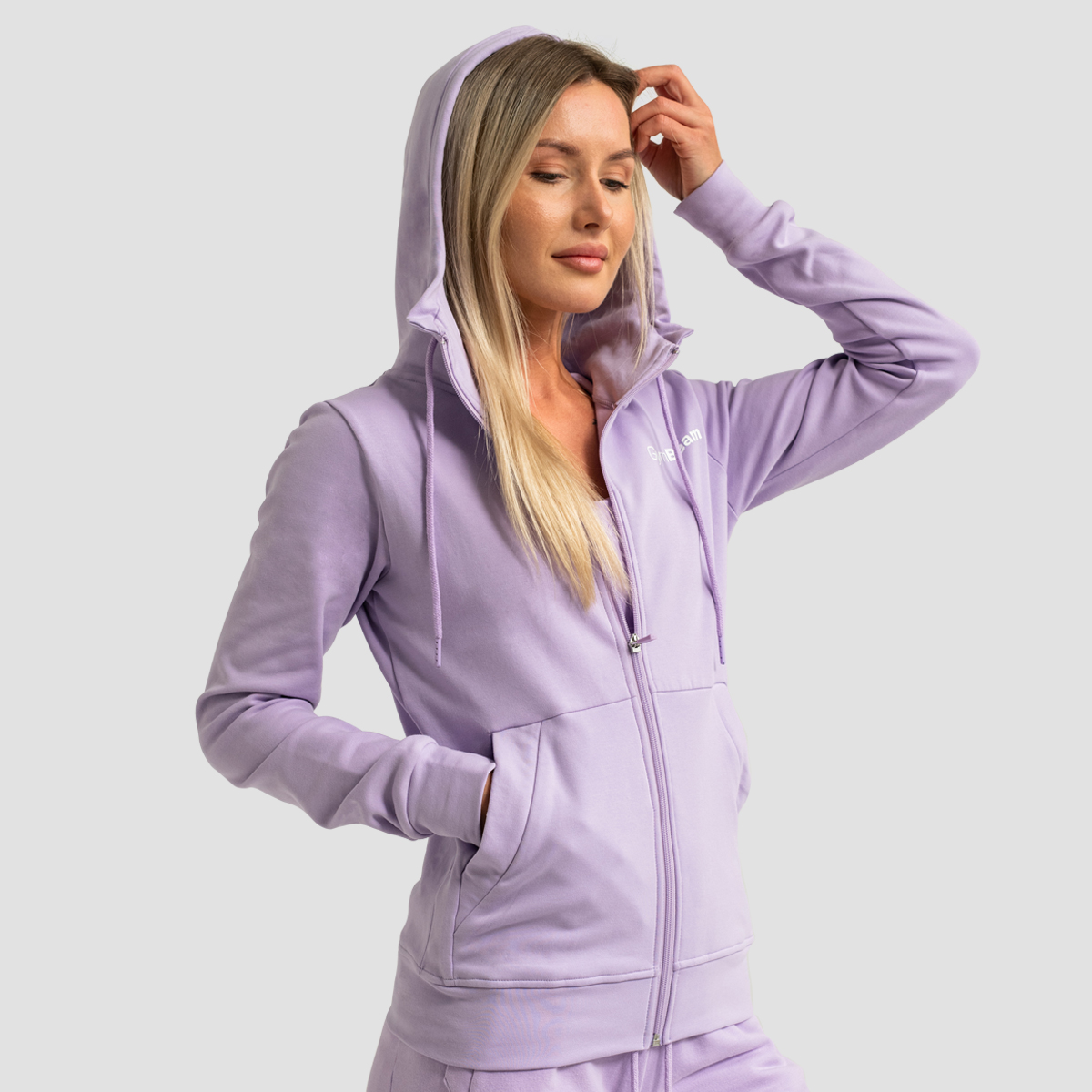 Ženska dukserica Limitless Zip Up Lavender - GymBeam