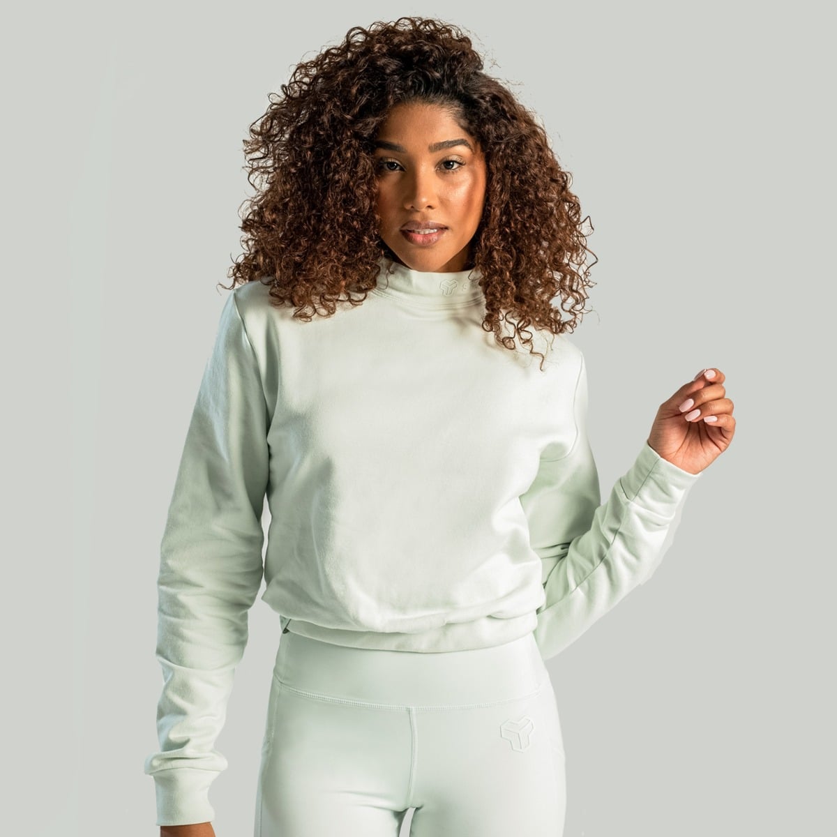 Ženska majica dugih rukava Essential High Neck Moon Grey - STRIX