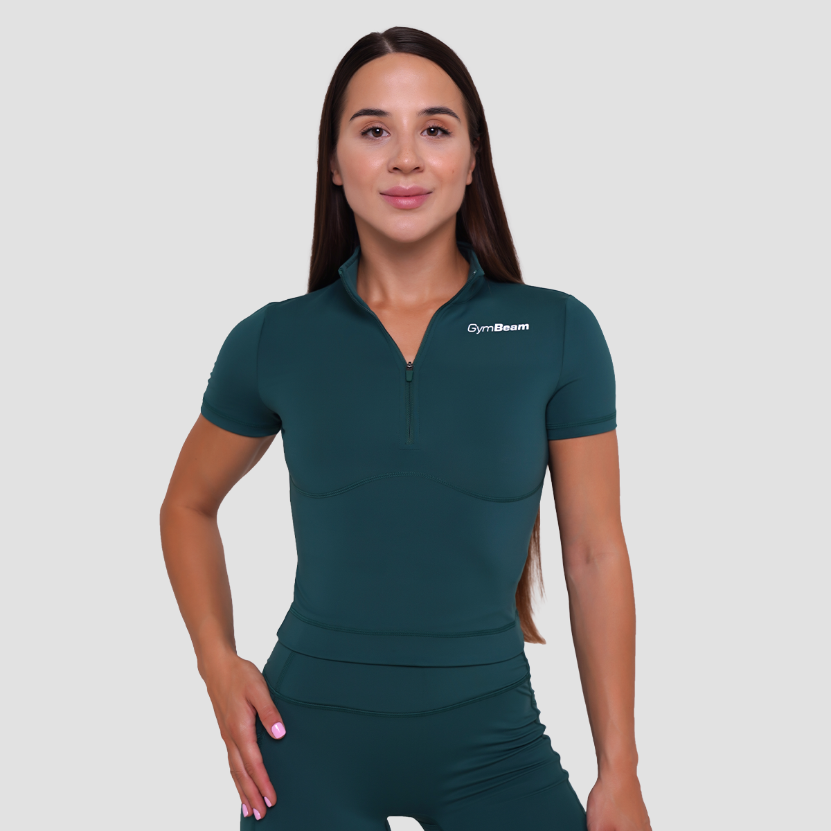 Ženska majica Ignite Cropped Dark Green - GymBeam
