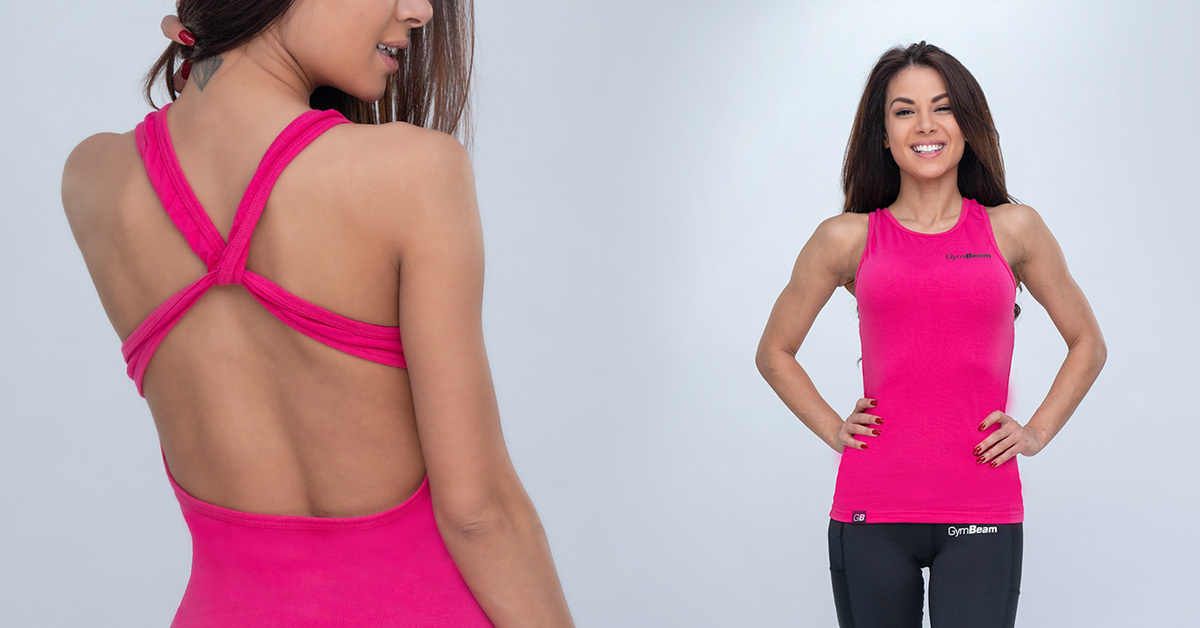 Женска мајица без рукава Crossed Hot Pink - GymBeam