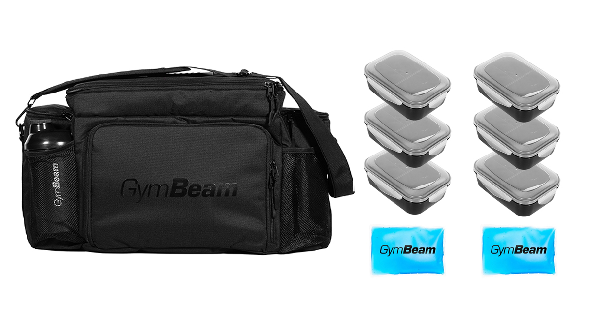 Торба за храну Fit Prep Black + 6 посуда - GymBeam