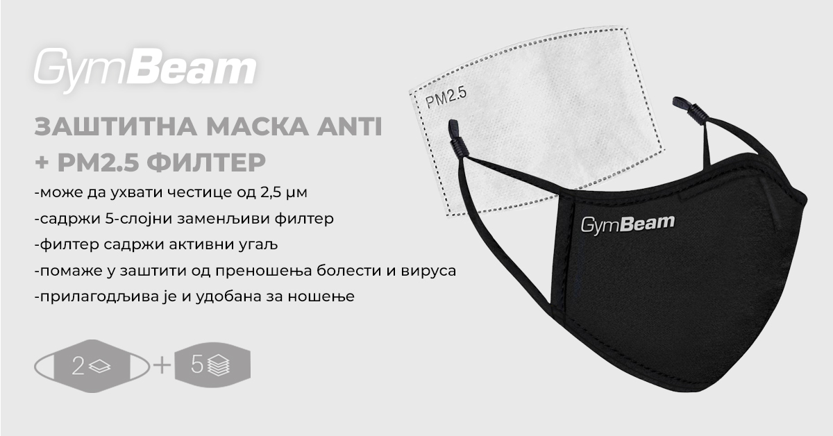 Заштитна Маска за Лице ANTI + PM2.5 Филтер - GymBeam